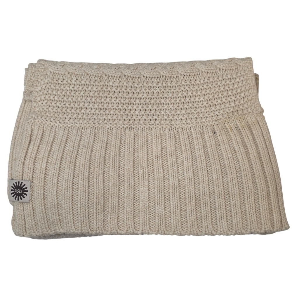 UGG‎ Womens Cream Ivory Mixed Cable Knit Wool Blend Winter Scarf One Size O/S